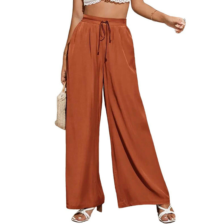 Women's High-Waist Wide-Leg Pants with Drawstring
