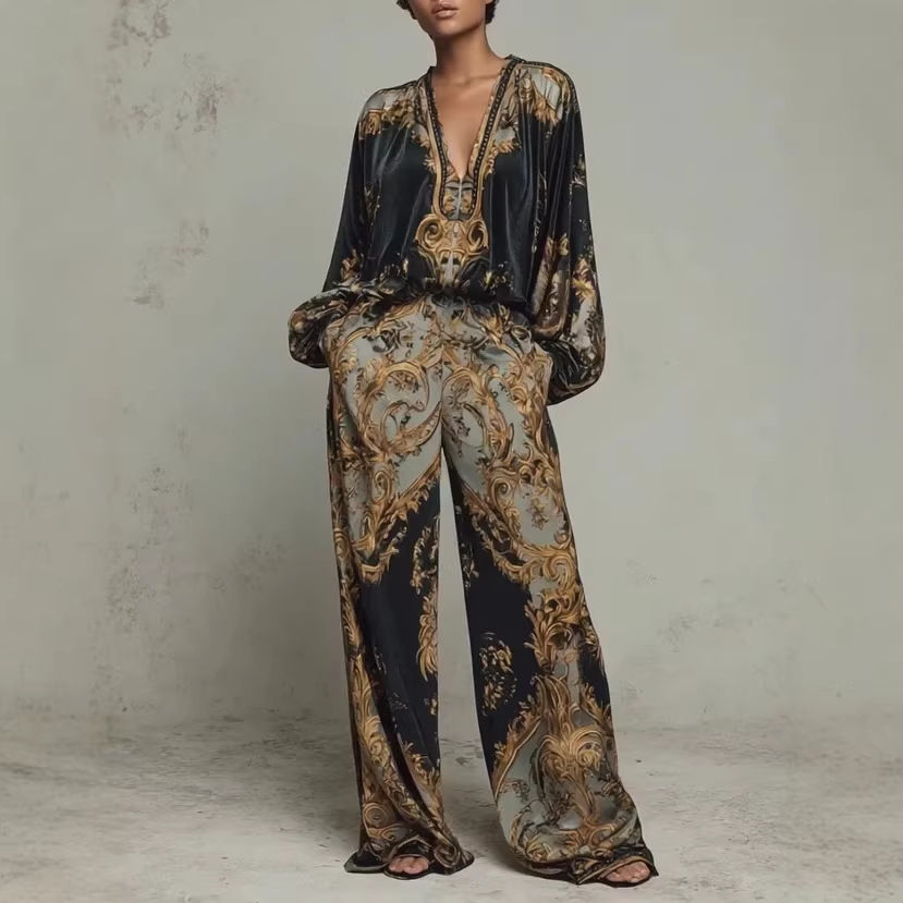 Unisex 3D Print Long Sleeve Top & Pants Loungewear Set