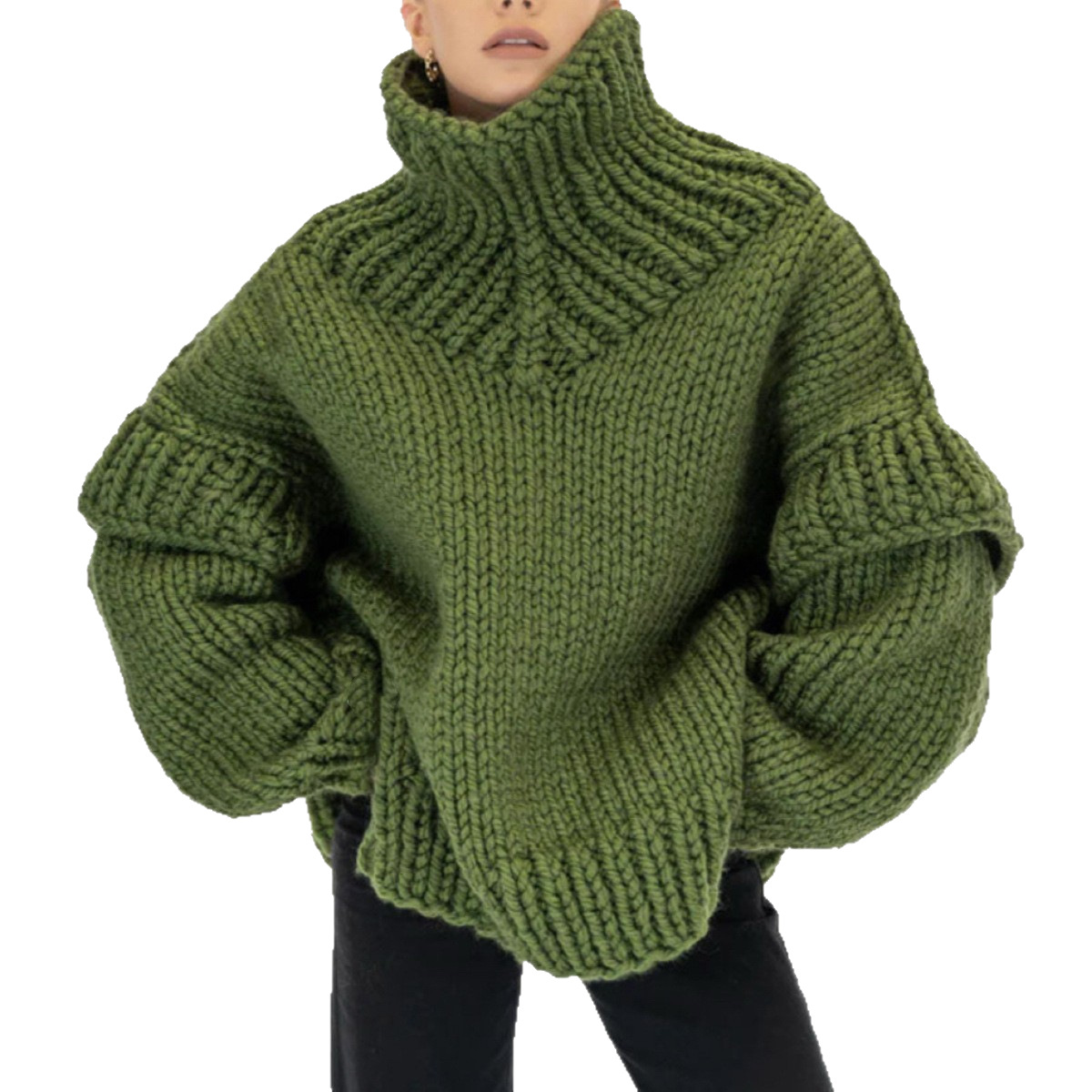 Fluffy Long Sleeve Turtleneck Pullover Sweater