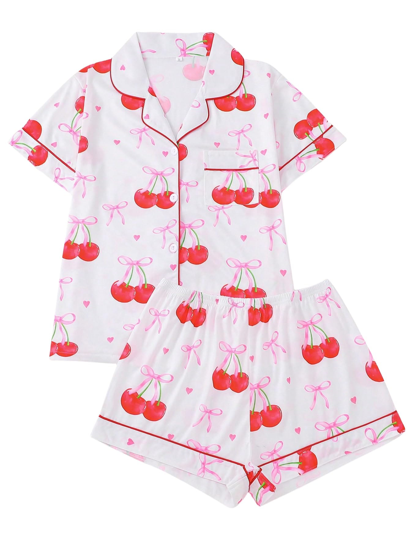 Women's Summer Hawaiian Print Short Sleeve Shirt Set