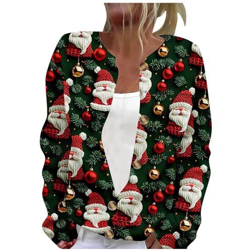 Women's Winter Cloud & Tree Print Button Cardigan Sweater