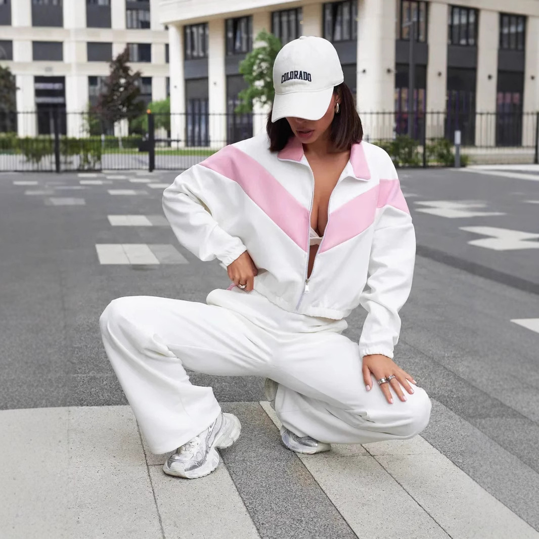Women's Colorblock Zip Cardigan and Pants Set