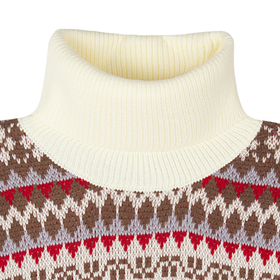 Fair Isle Zigzag Pullover Sweater, Retro Loose Knit, Red