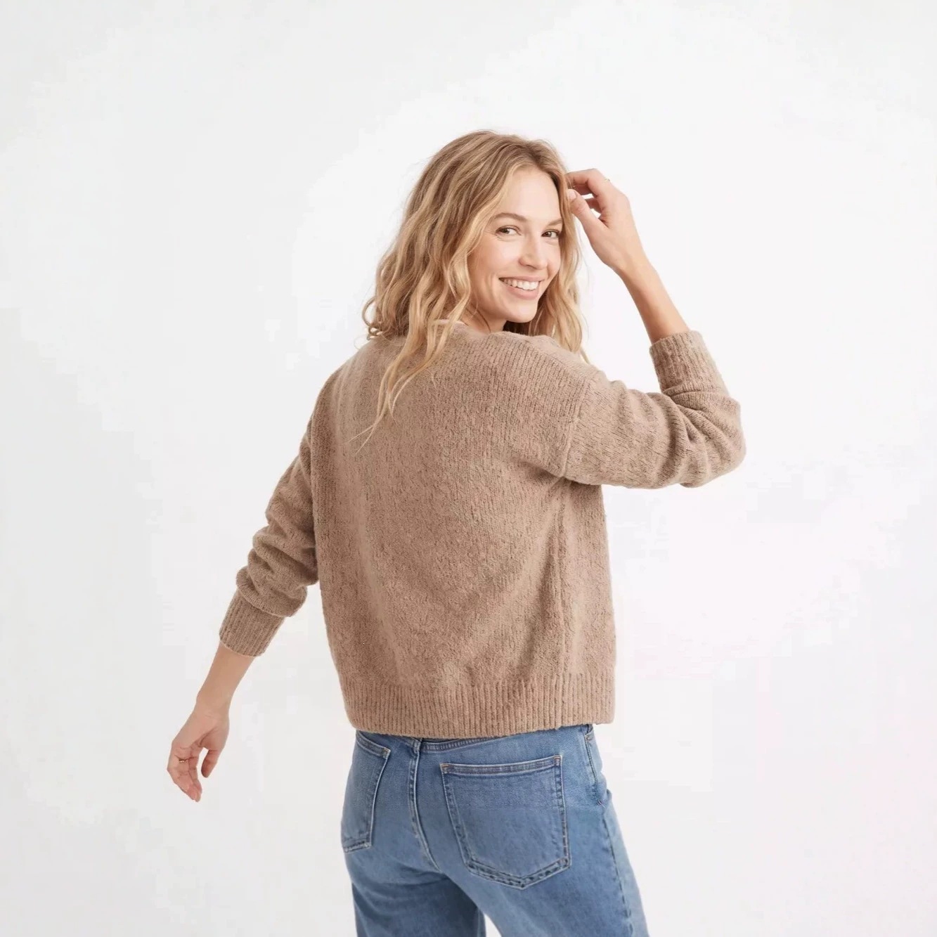 Women's Cropped Button-Up Knit Cardigan Sweater