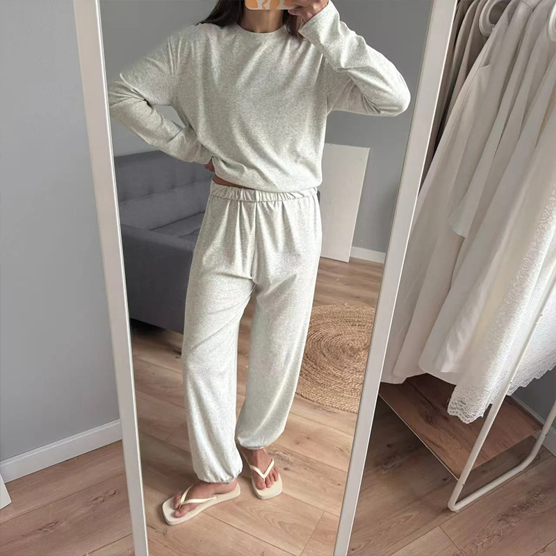 Women's Casual Two-Piece Sweatshirt & Wide-Leg Pants Set