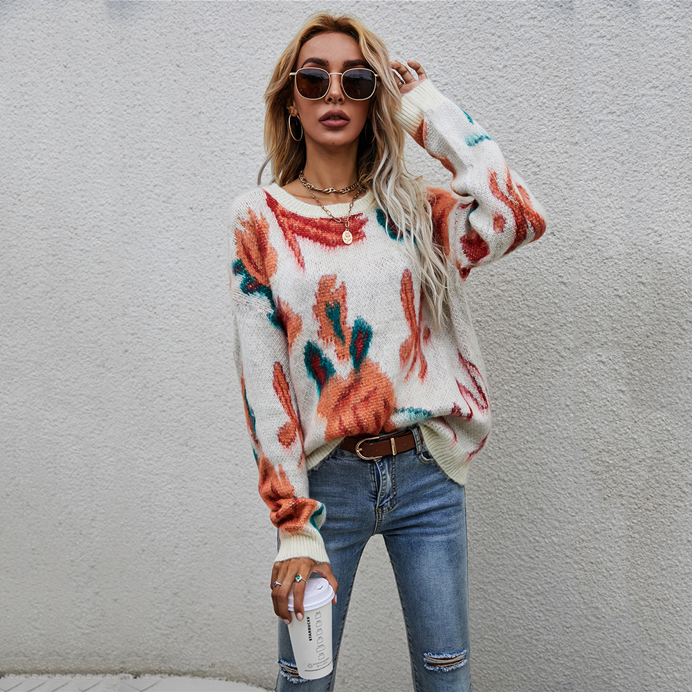 Women's Plus Size Patchwork Batwing Knit Sweater