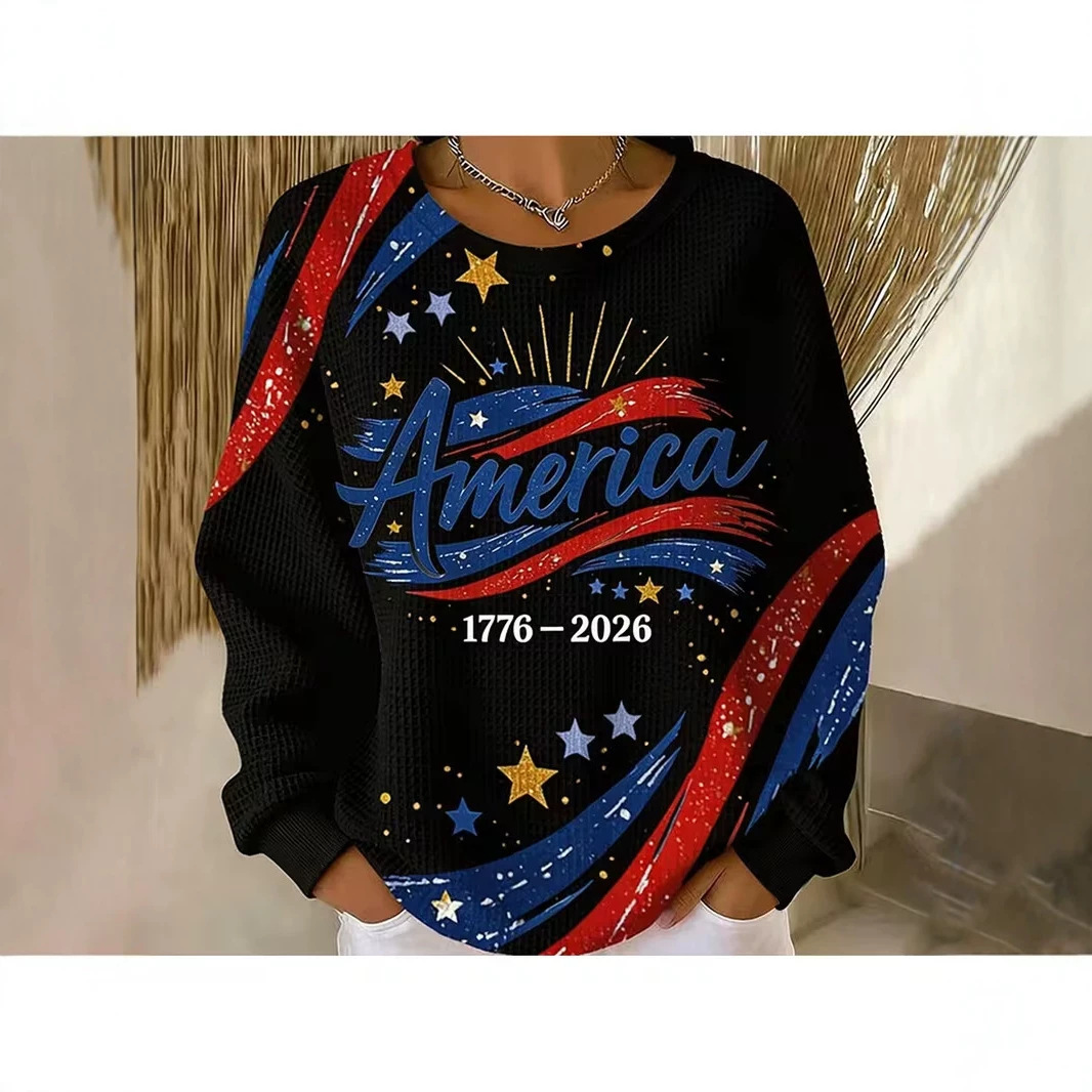 Women's USA Flag Star Print Sweatshirt