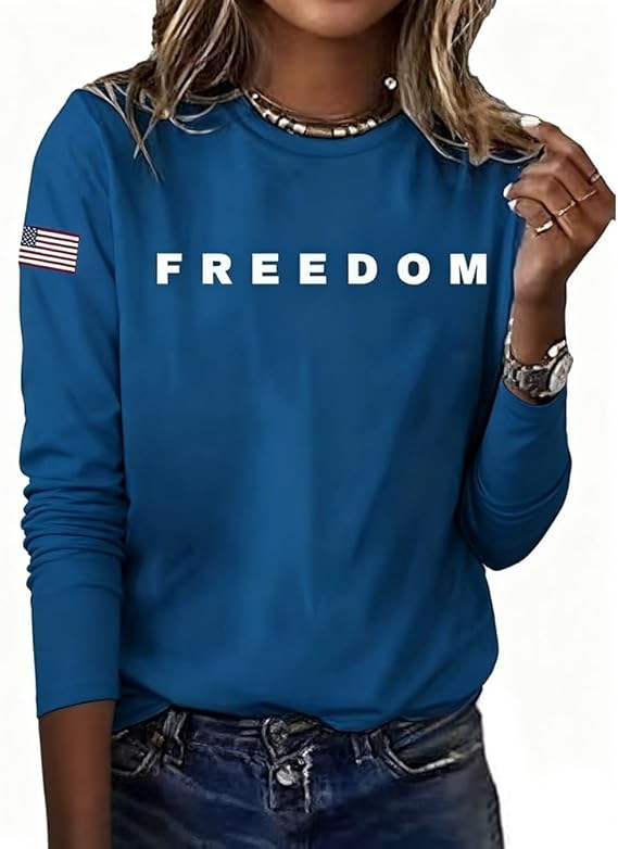 Women's Freedom American Print Crewneck Sweatshirt