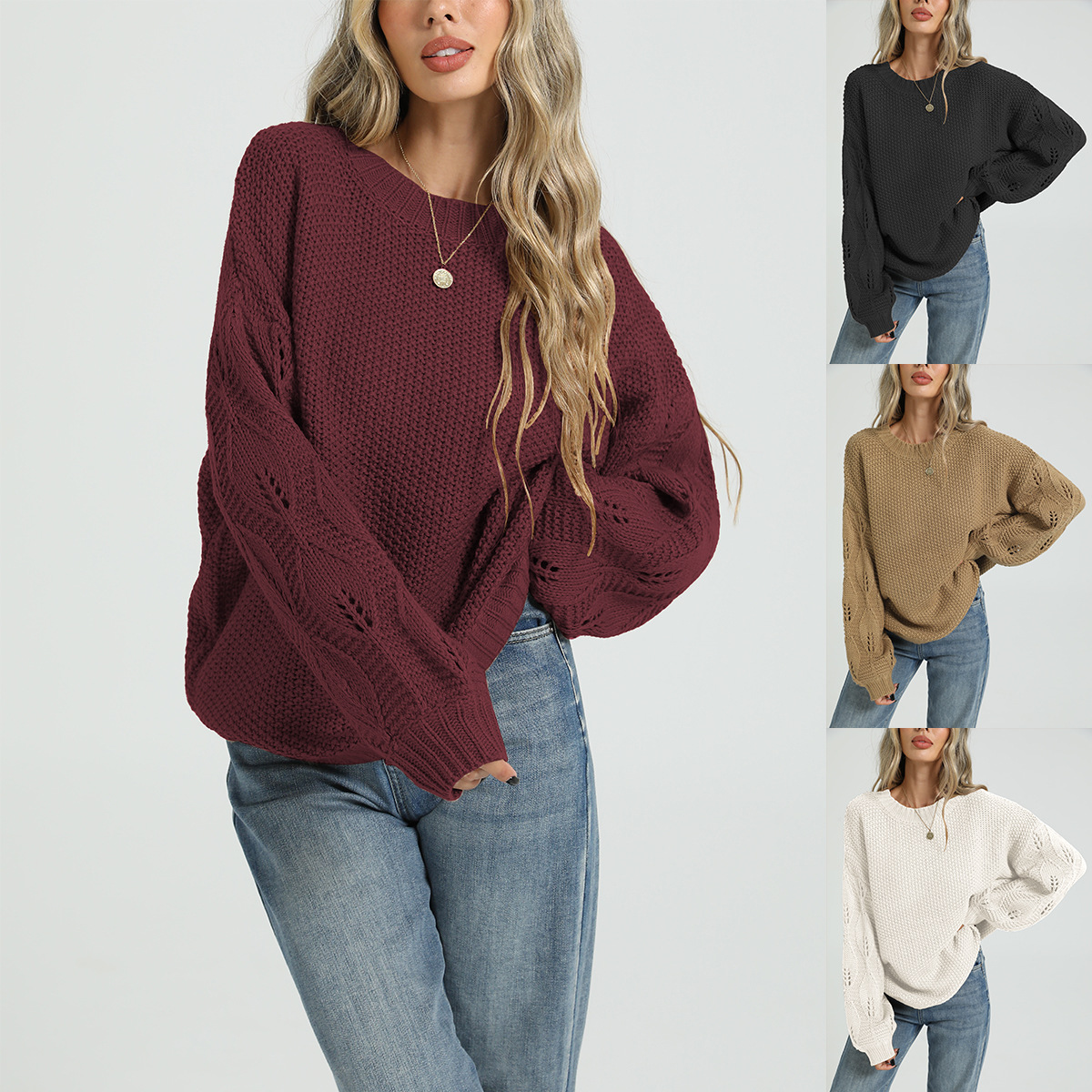 Women's Casual Loose Knit Pullover Sweater