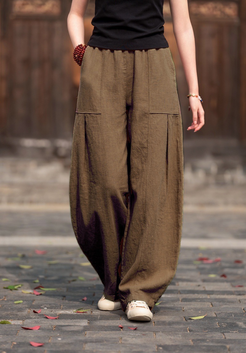 Women's Retro Loose Wide-Leg Lantern Pants Casual