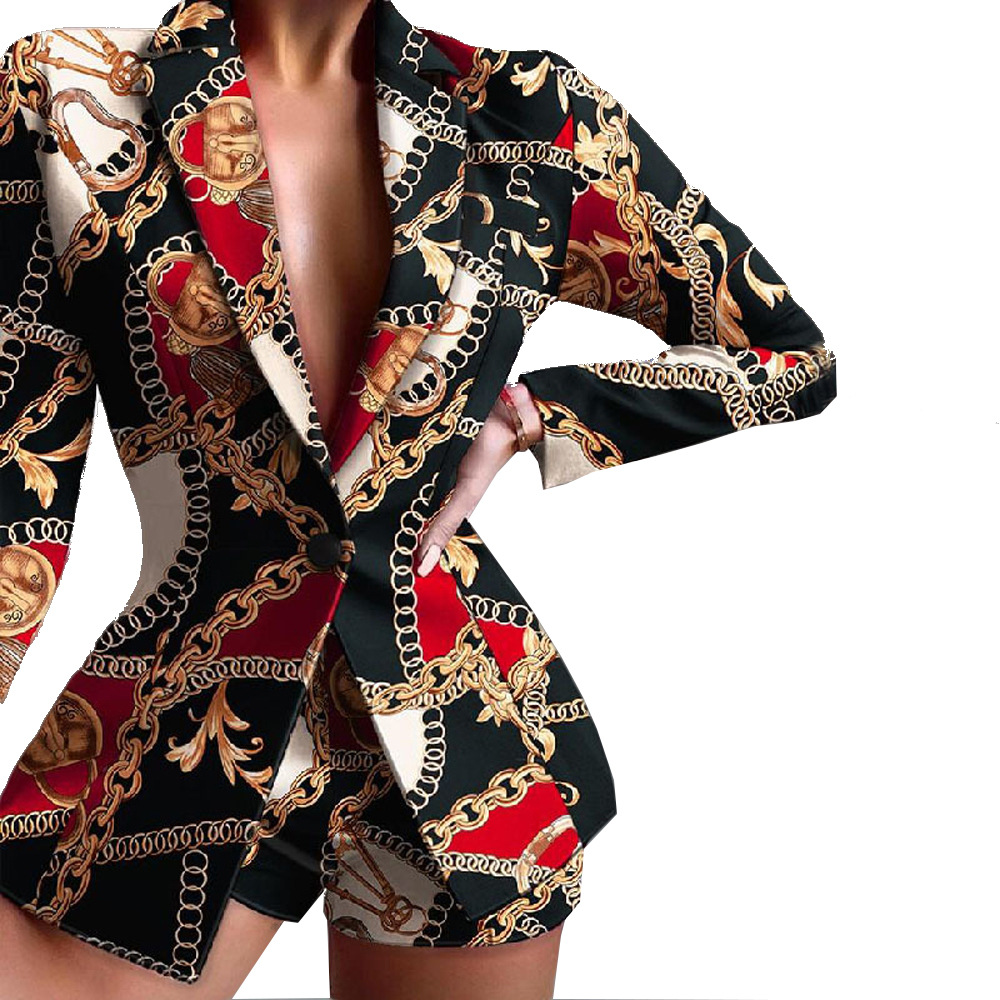Women's Chic Commuter Blazer and Shorts Two-Piece Set