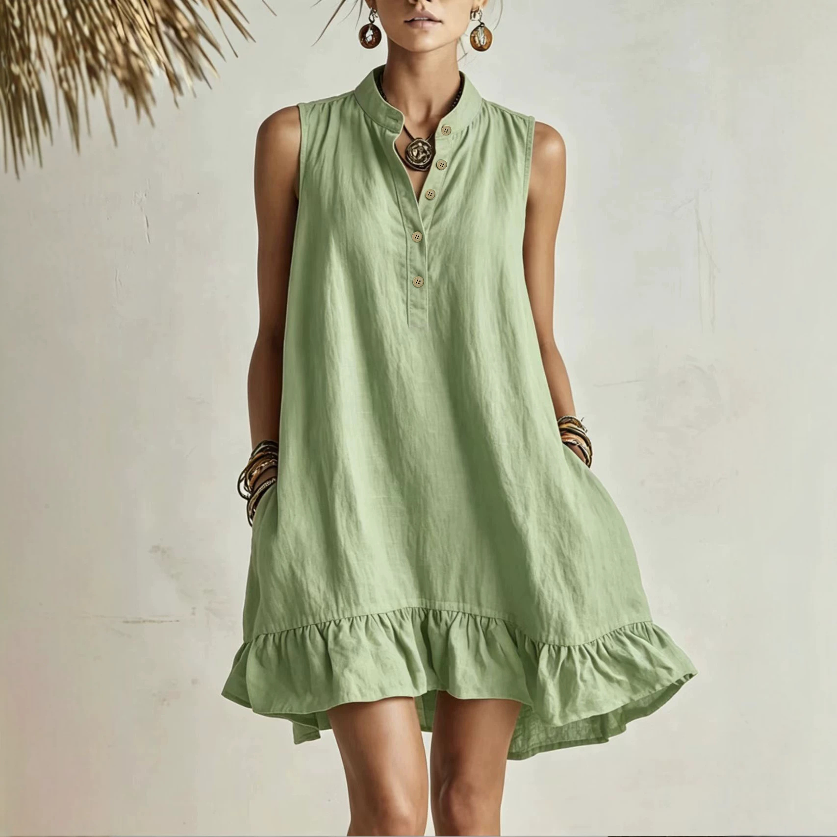 Women's Loose Casual Summer Dress Sleeveless A-Line Midi