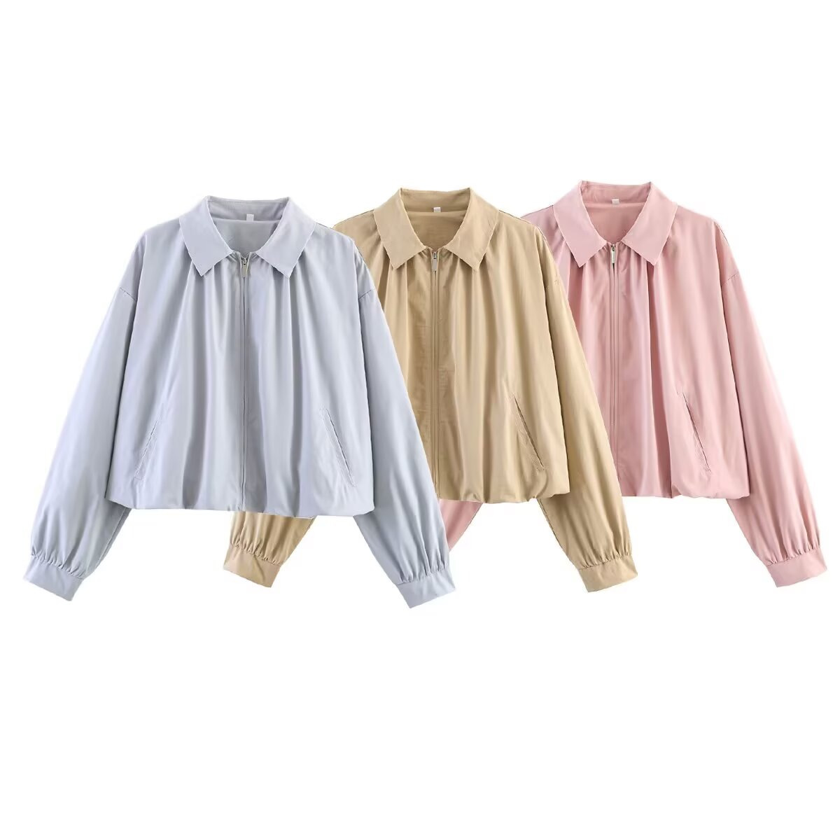 Women's Casual Long Sleeve Balloon Fit Bomber Jacket
