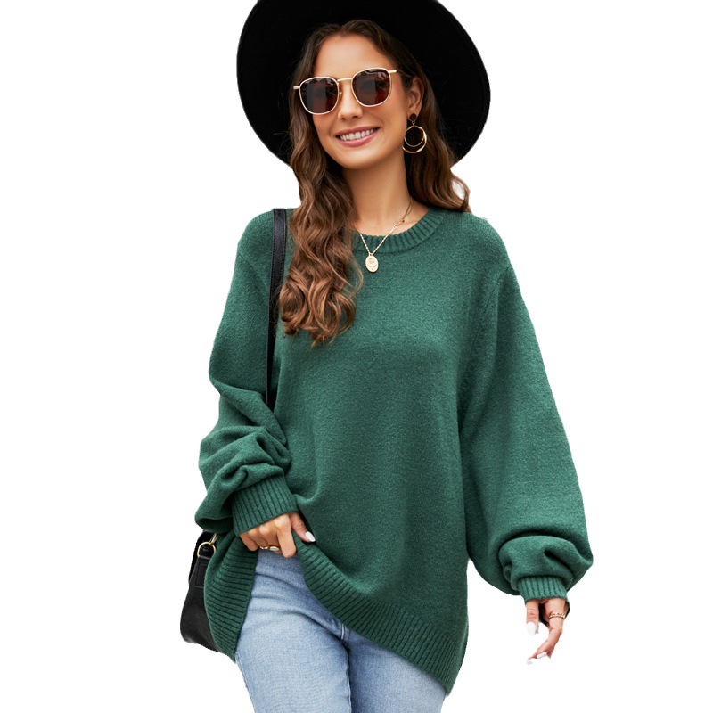 Women's Lazy Style Loose Round Neck Knit Sweater