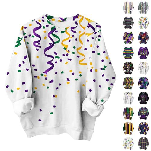 Women's St. Patrick's Day Mask Print Crewneck Sweatshirt