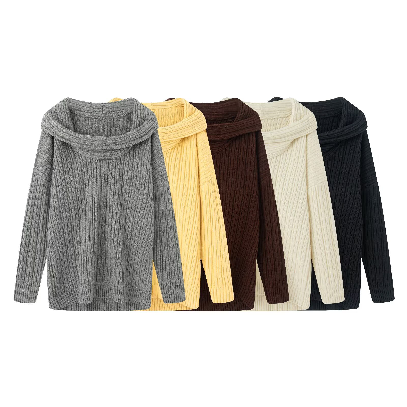 Off-Shoulder Solid Color Loose Fit Top