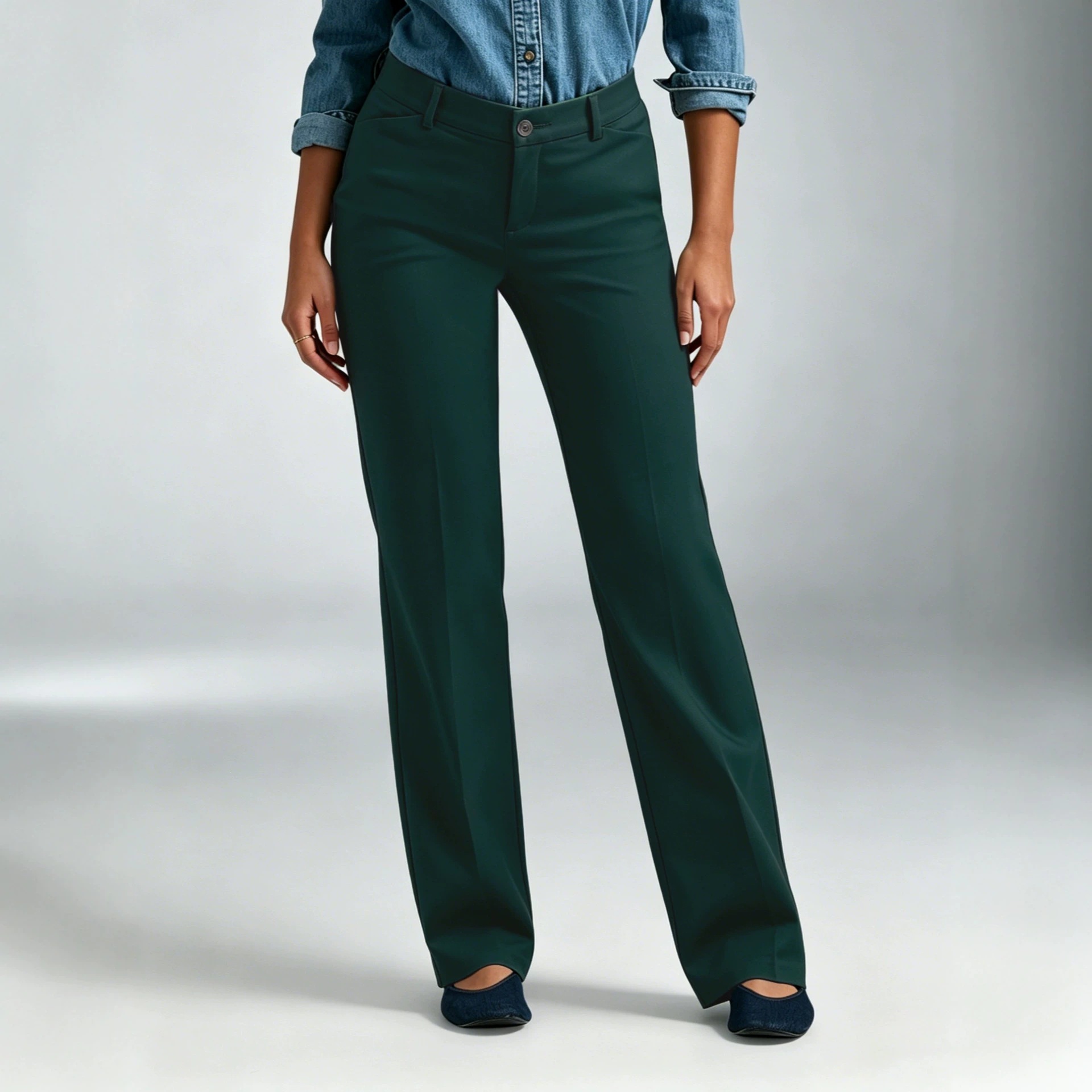 Women's Mid-Rise Slim Straight Dress Pants for Work