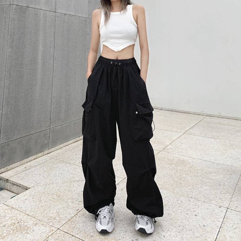 American Retro Cargo Pants for Women Straight Leg Loose Fit