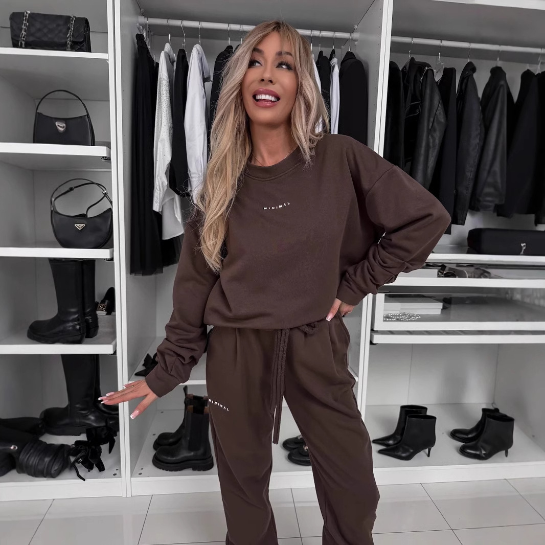 Women's Casual Two-Piece Sweatsuit Set Long Sleeve Loose Fit
