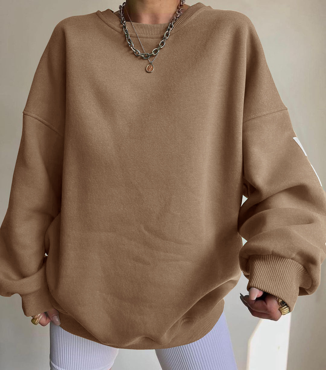Women's Casual Printed Thick Pullover Long-Sleeve Sweatshirt
