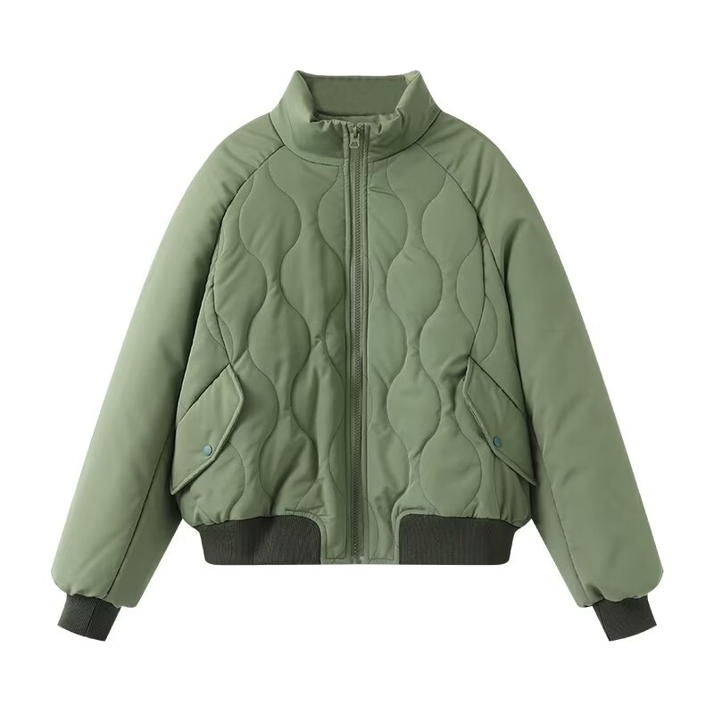 Women's Oversized Bomber Puffer Jacket with Stand Collar