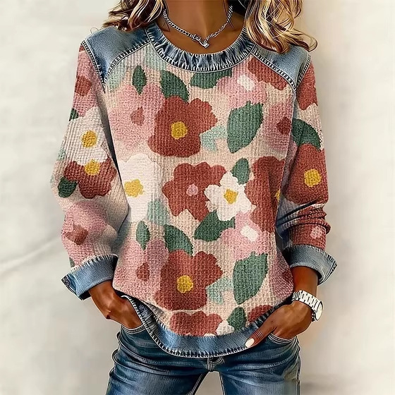Women's Floral Botanical Print Crewneck Sweatshirt