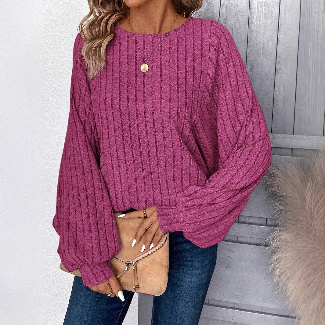 Women's Batwing Sleeve Knit Pullover Sweater Crew Neck Long Sleeve