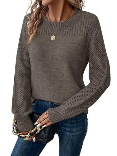 Women's Loose Crewneck Long Sleeve Knit Sweater