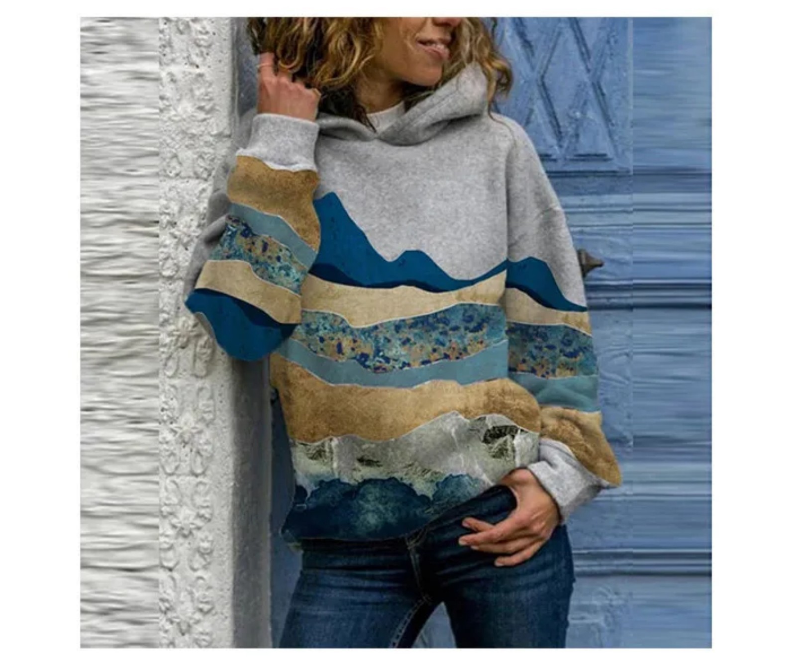 Women's Minimalist Forest Tree Print Hooded Sweatshirt