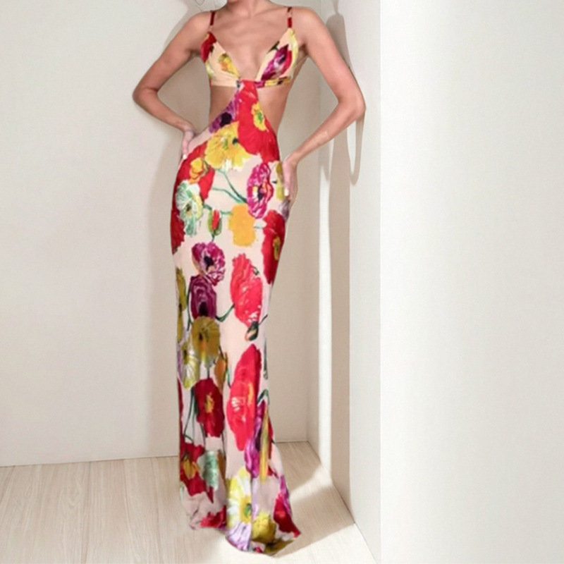 Women's Floral Bodycon Cami Long Dress