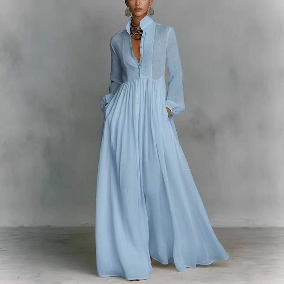 Women's Summer Beach Vacation Solid Color Long Dress