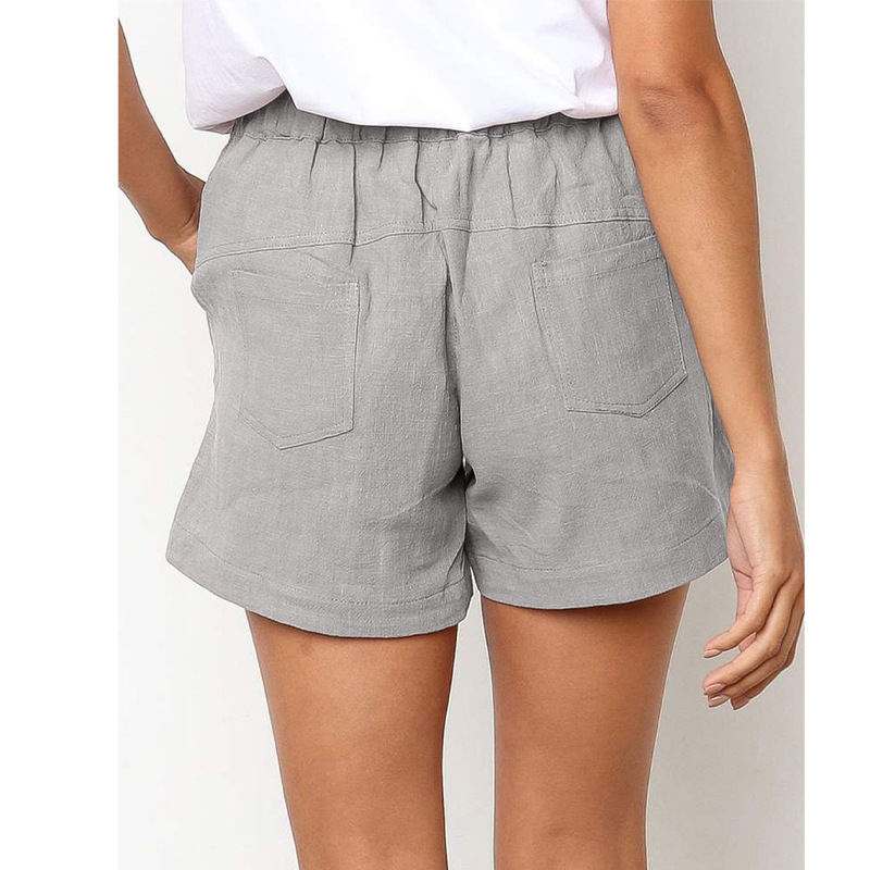 Women's High-Waist Drawstring Casual Shorts with Pockets