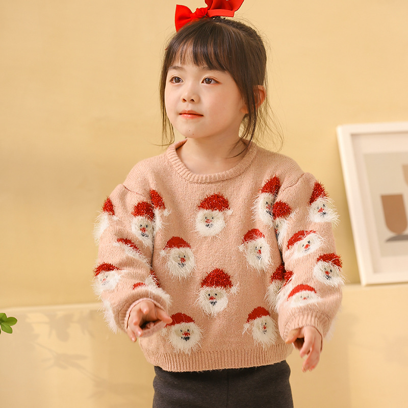 Kids Christmas Santa Pullover Knit Sweater