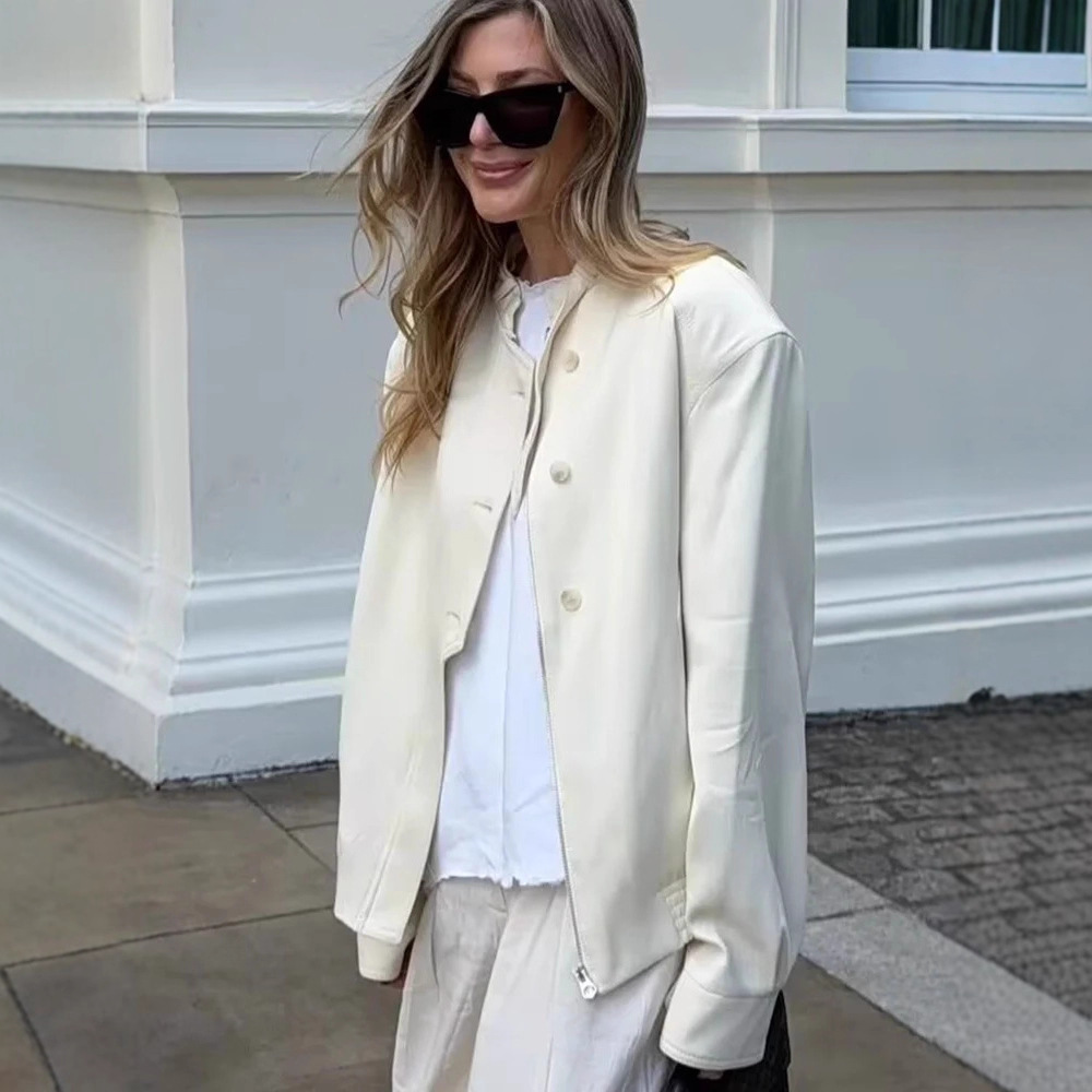 Solid Color Textured Button Jacket