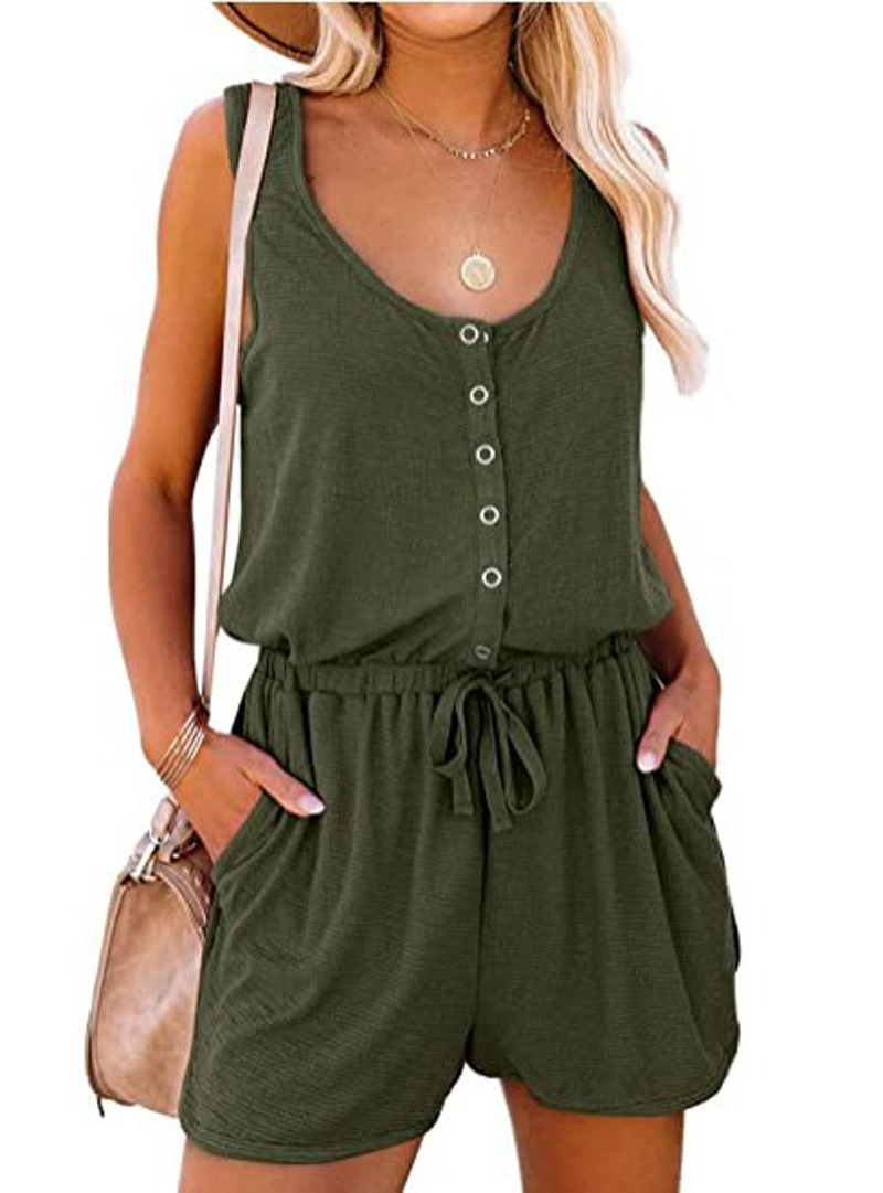 Women's Sleeveless Wide-Leg Romper with Tie Waist