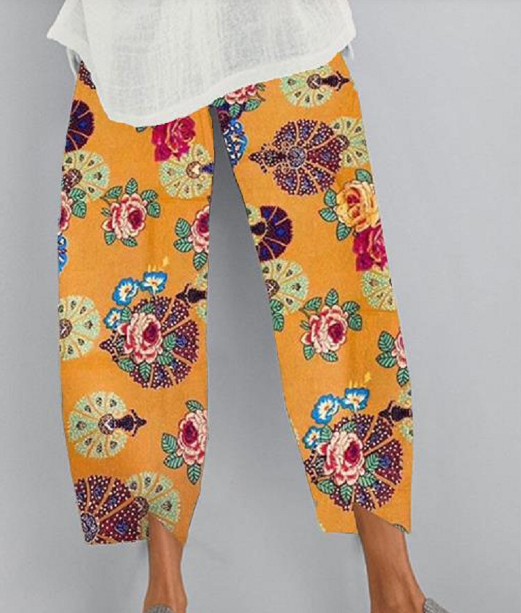 Women's Boho Floral Print Cropped Jogger Pants