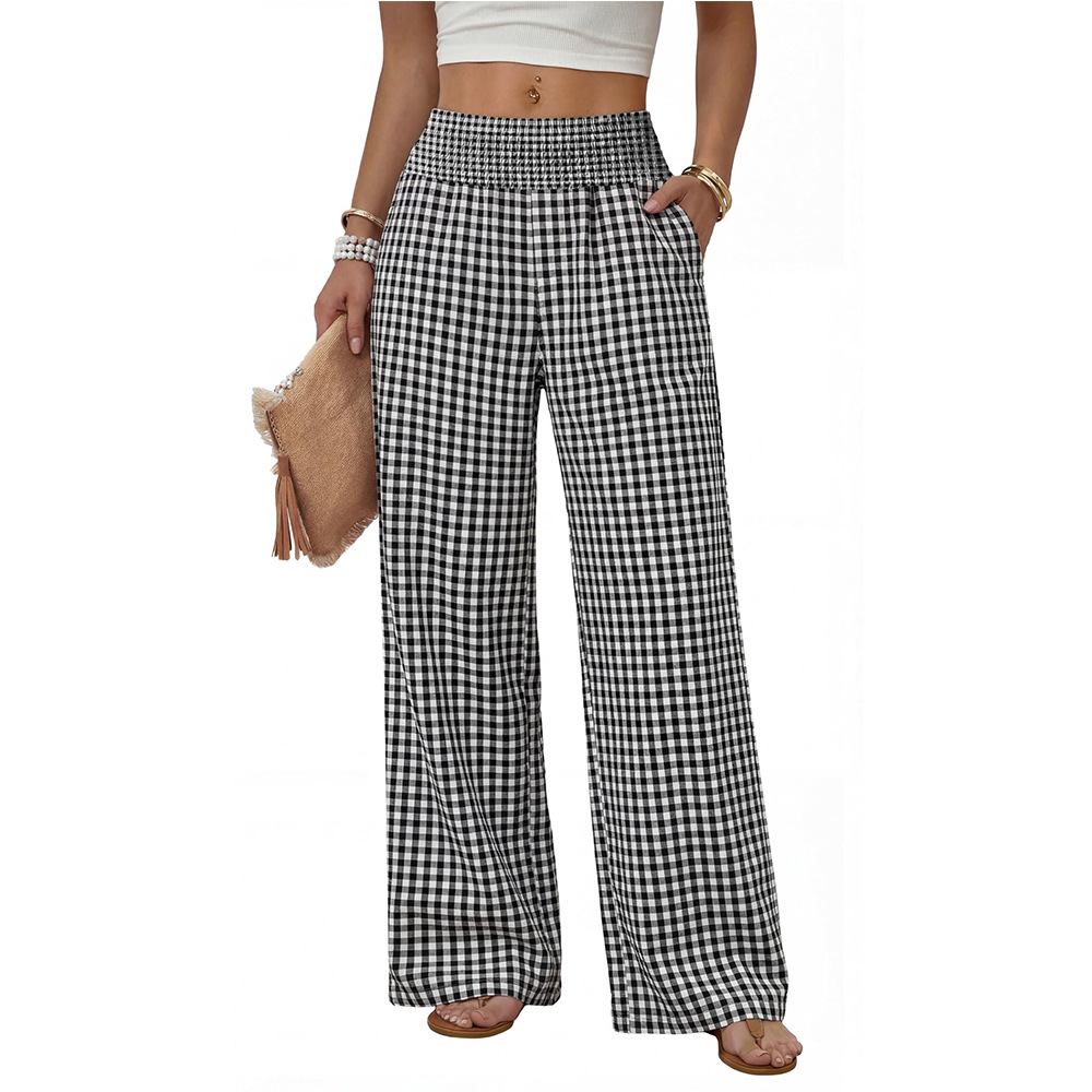 High-Waisted Striped Wide-Leg Pants with Pockets