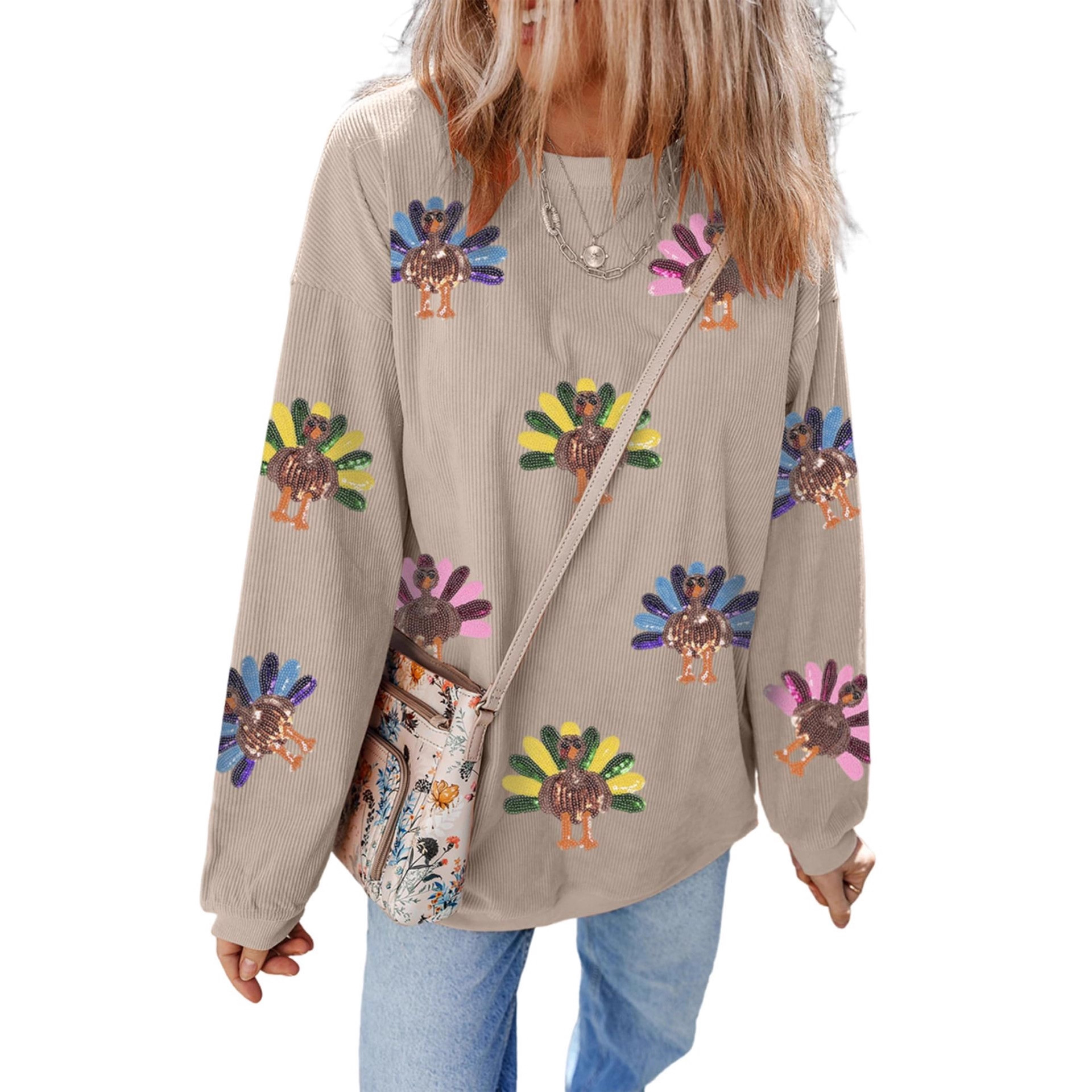 Women's Tribal Bird Feather Letter Print Sweatshirt