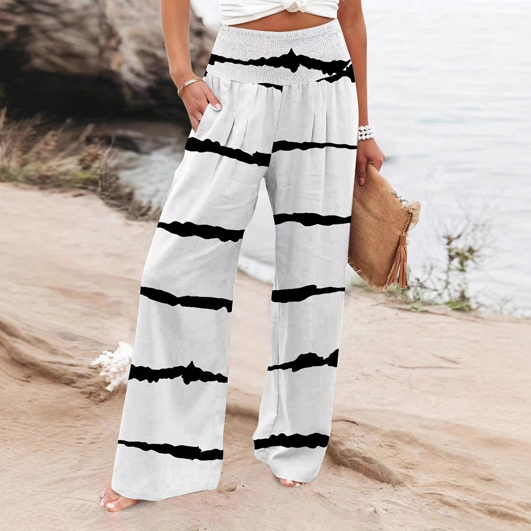 Women's Casual Wide-Leg Loose High-Waist White Pants