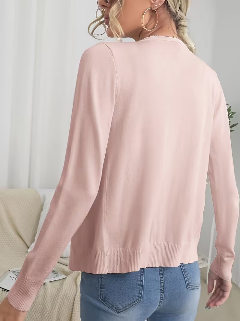 Women's Solid V-Neck Button-Front Knit Cardigan