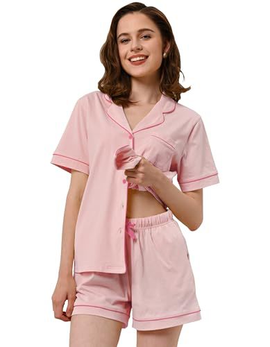 Women's Cuban Collar Short Sleeve Button Lounge Set