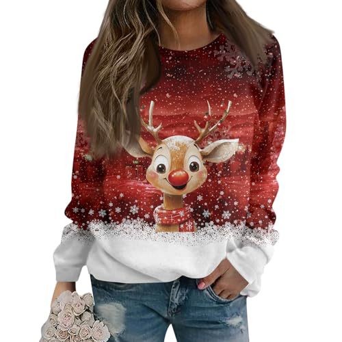 Women's Christmas Snowman Reindeer Print Sweatshirt