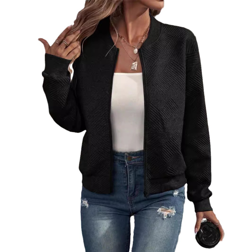 Women's Solid Color Zip-Up Jacket Casual Lightweight Outerwear