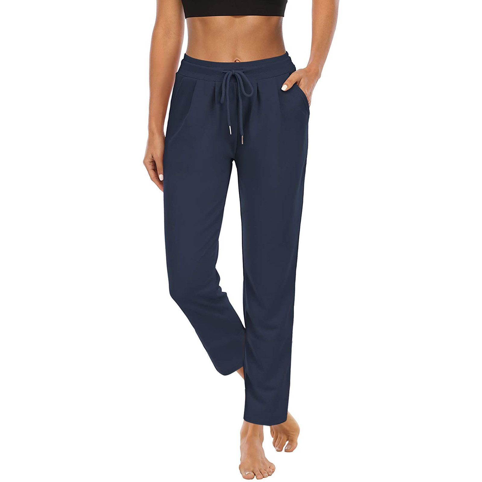 Women's Solid Color High-Waist Pocket Yoga Pants
