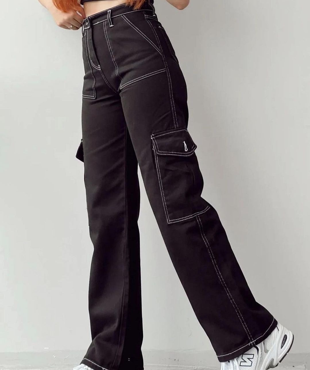 Women's Mid-Rise Straight-Leg Cargo Pants with 3D Pockets