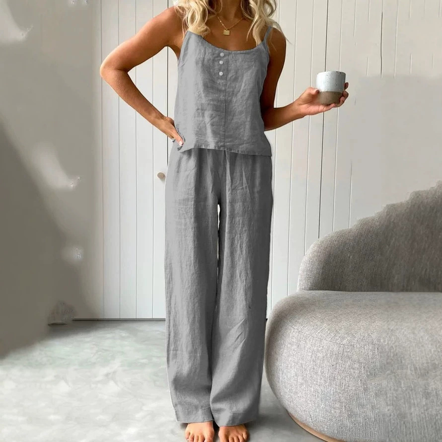Women's Sleeveless Cami & Wide-Leg Pants Two-Piece Set