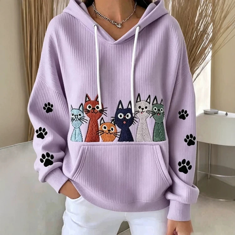 Women's Cat Paw Print Casual Sweatshirt