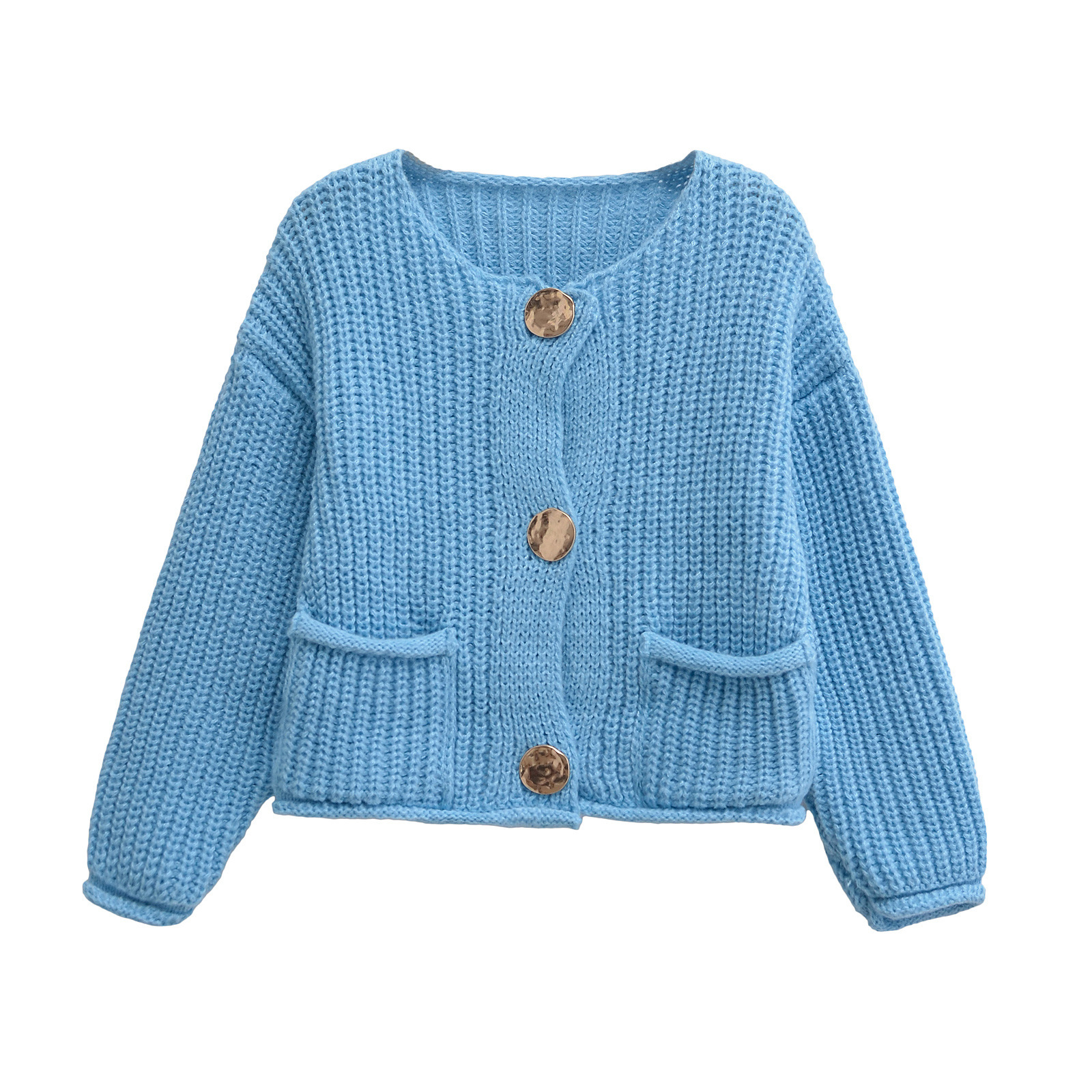 Women's Crewneck Long Sleeve Knit Cardigan Sweater