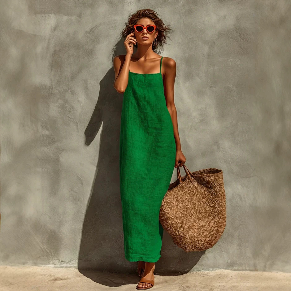 Adjustable Strap Square Neck Boho Vacation Dress