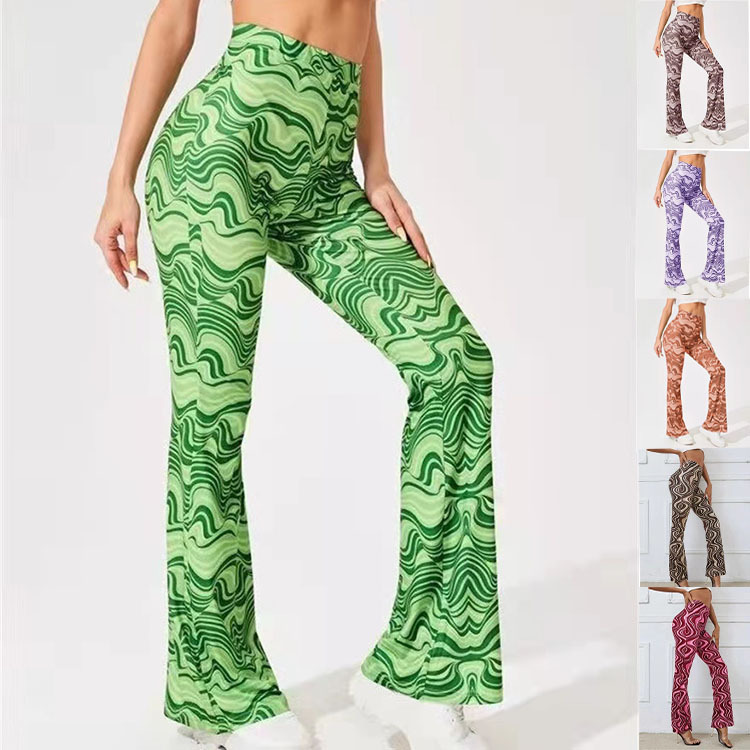 Women's Water Ripple Flared Yoga Pants High Waist Casual